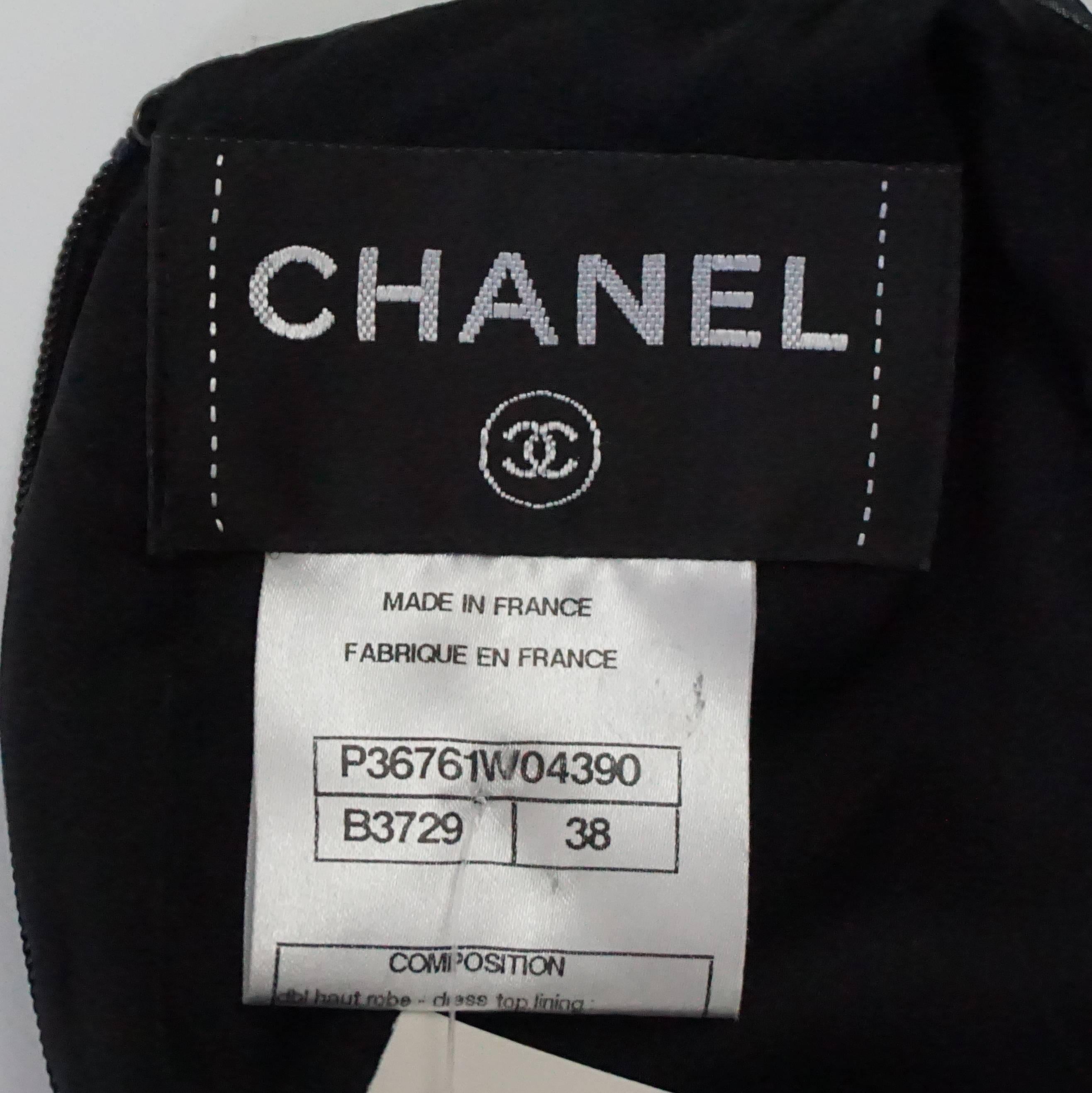 Chanel - Robe noire avec haut en mousseline de soie et jupe en tweed - 38 Pour femmes en vente