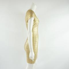 Herve Leger Metallic-Gold-Bandage-Kleid - S