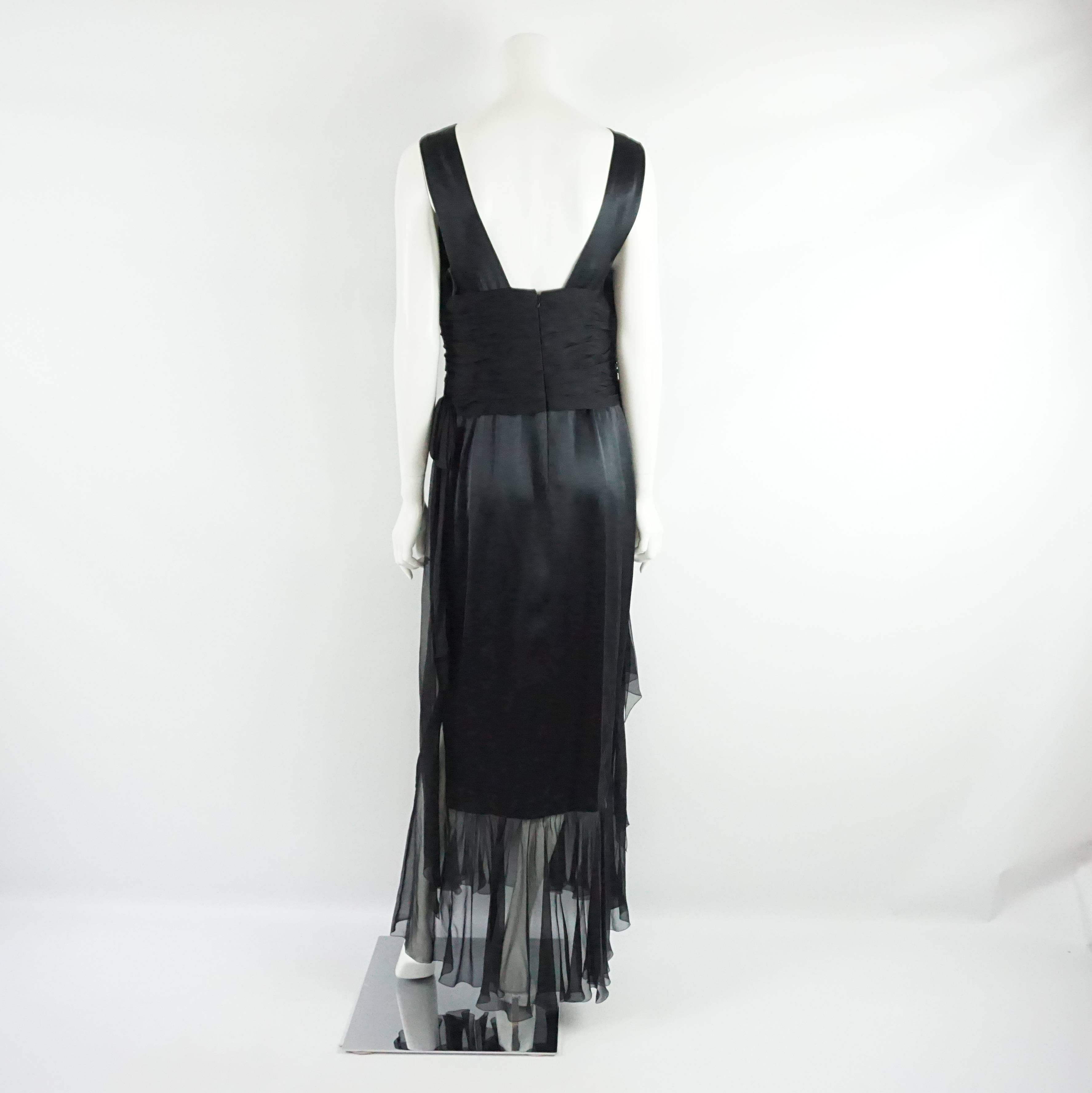 black silk chiffon gown