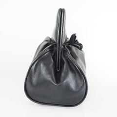 Chanel Black Lambskin Top Handle Bag with Camellia - 2003