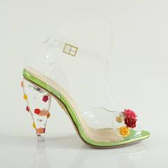Charlotte Olympia Clear Jelly Lucite Heels with Multi Flowers - 36.5