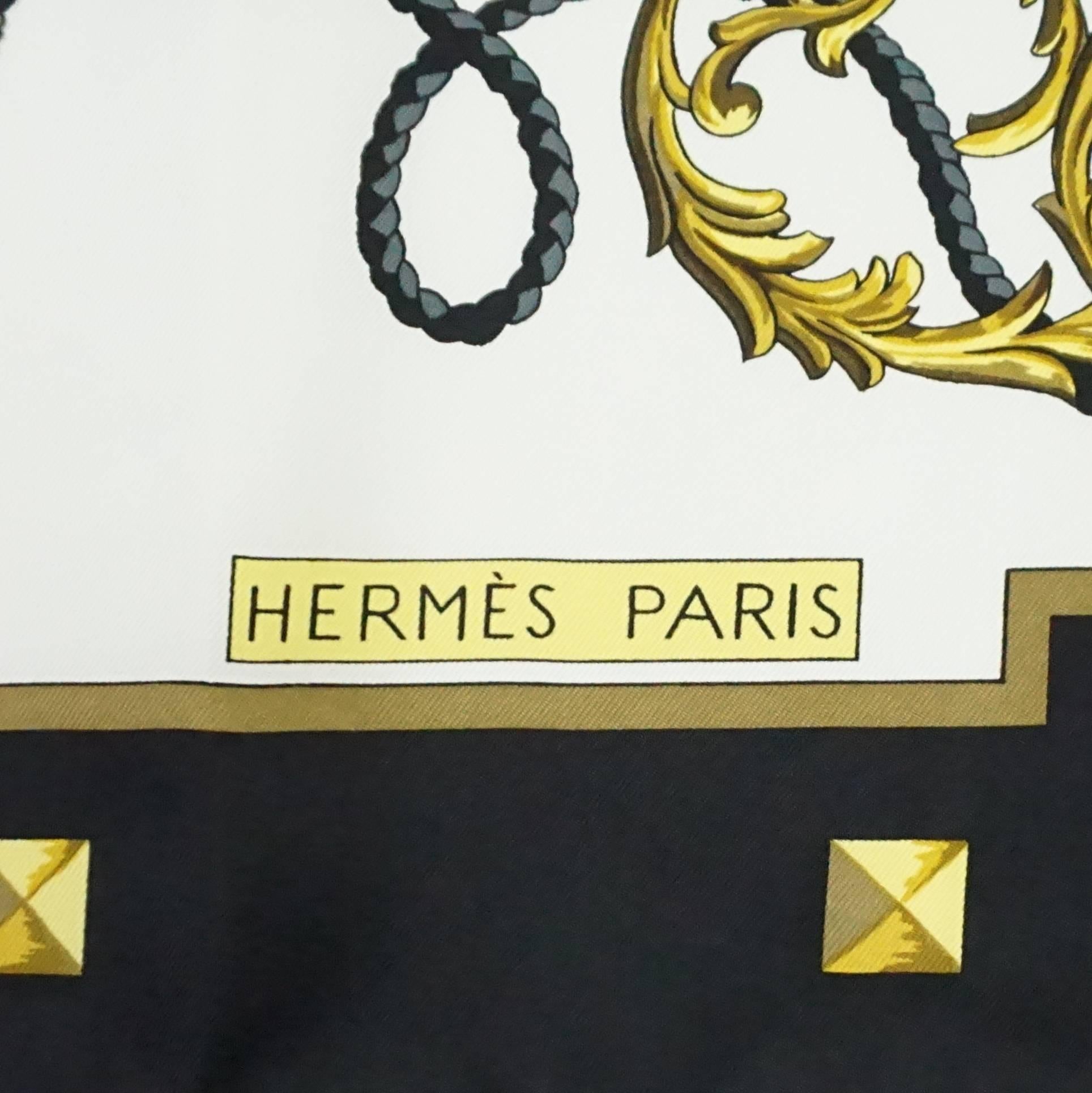 hermes black and gold scarf