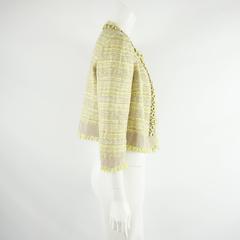 Giambattista Valli Taupe and Yellow Tweed Jacket with Stones - 44