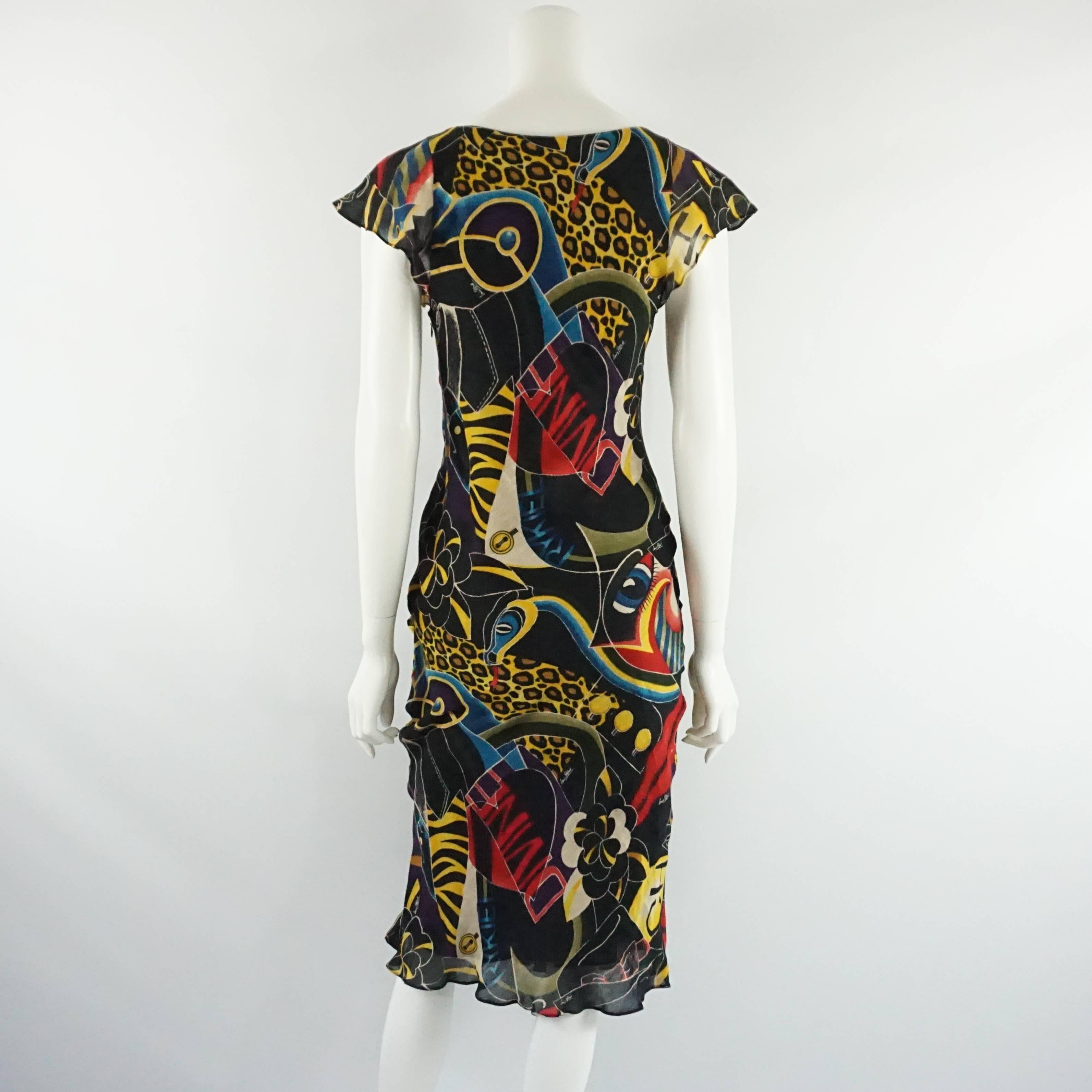 Black Sonia Rykiel Multi Pop Art Print Dress with Pockets - 36