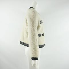 Moschino C&C Shearling and Leather Jacket with Faux Pearl Buttons - 8