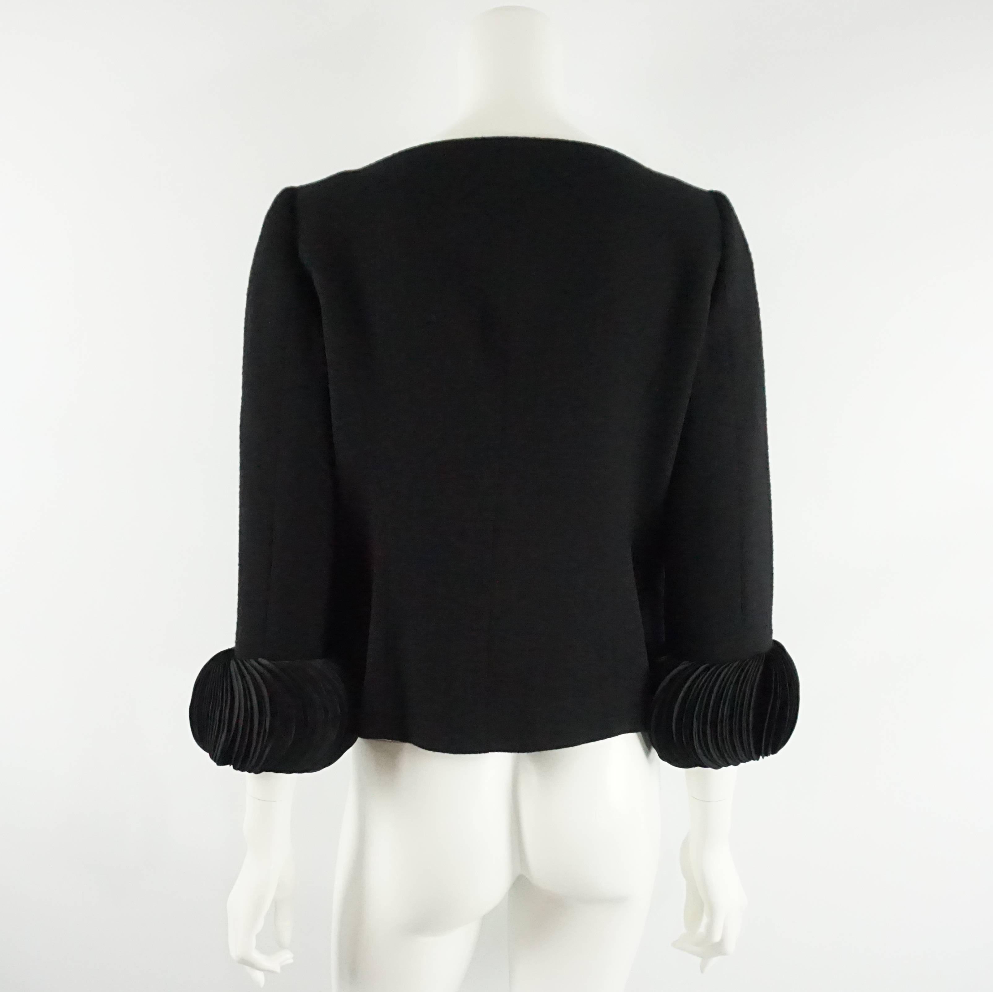 Valentino Black Wool Jacket with Thick Petal Sleeves - 10 In Excellent Condition In West Palm Beach, FL