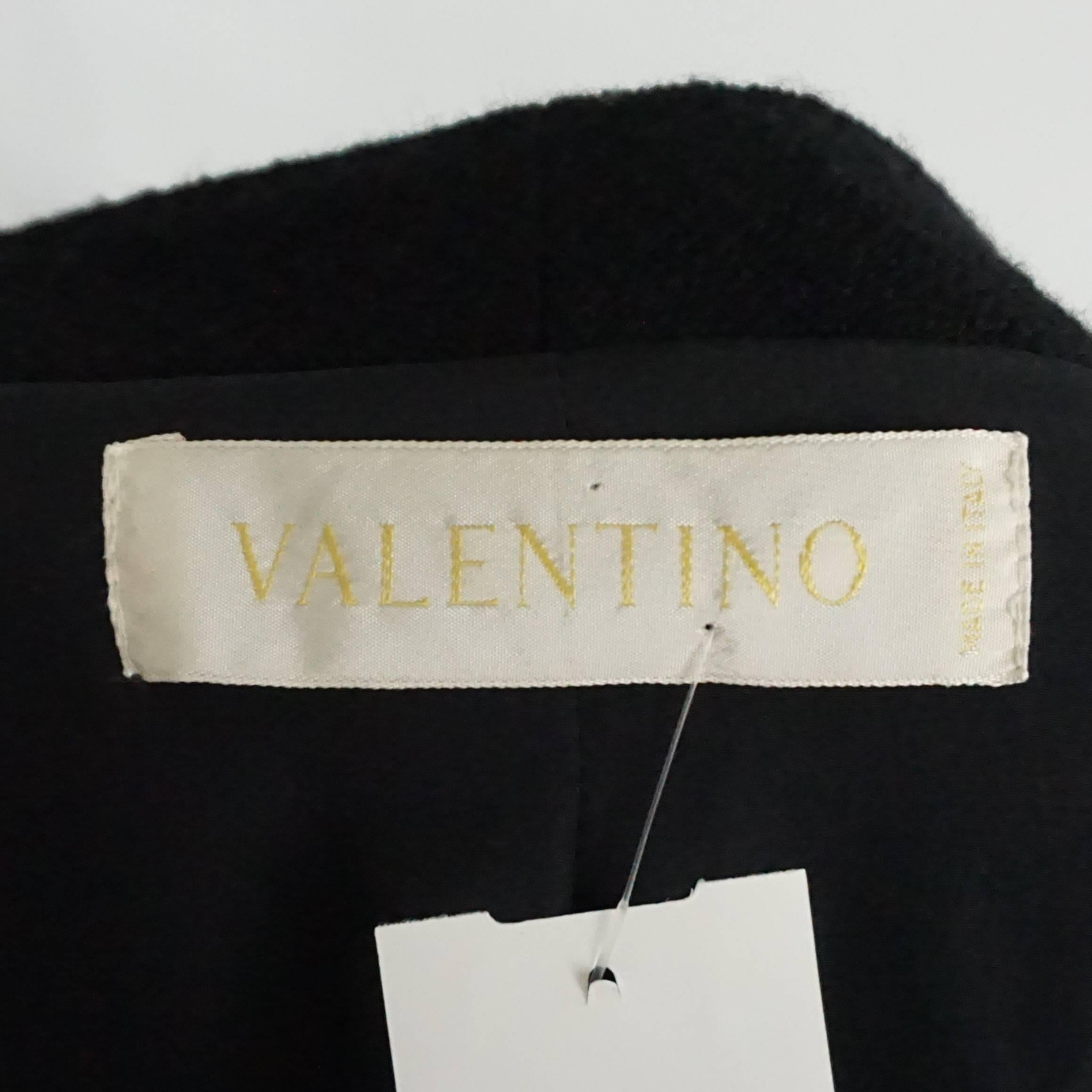 Women's Valentino Black Wool Jacket with Thick Petal Sleeves - 10
