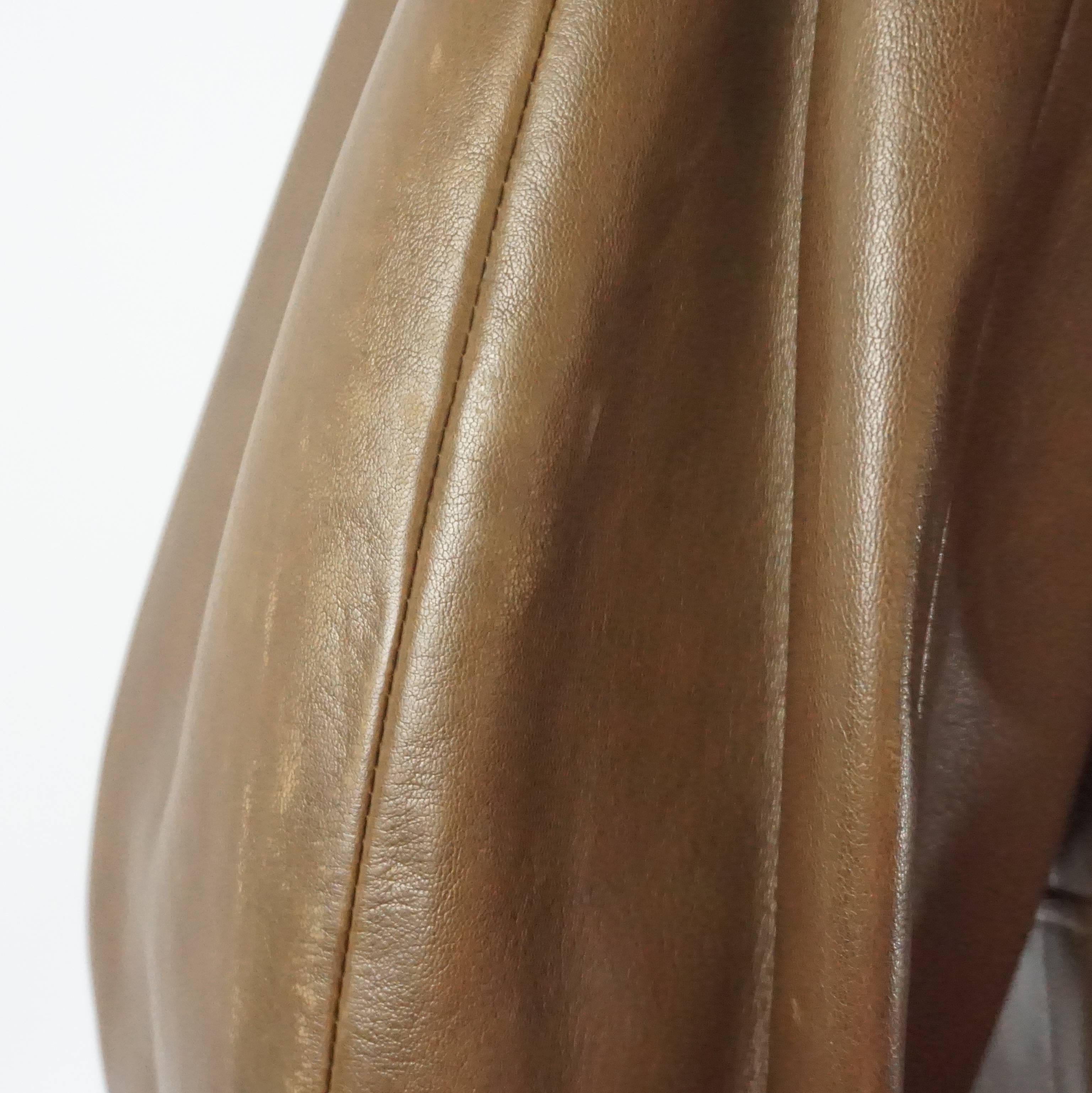 Jean Claude Jitrois Brown Leather Long Sleeve Dress - 6 -  circa 1980's  3