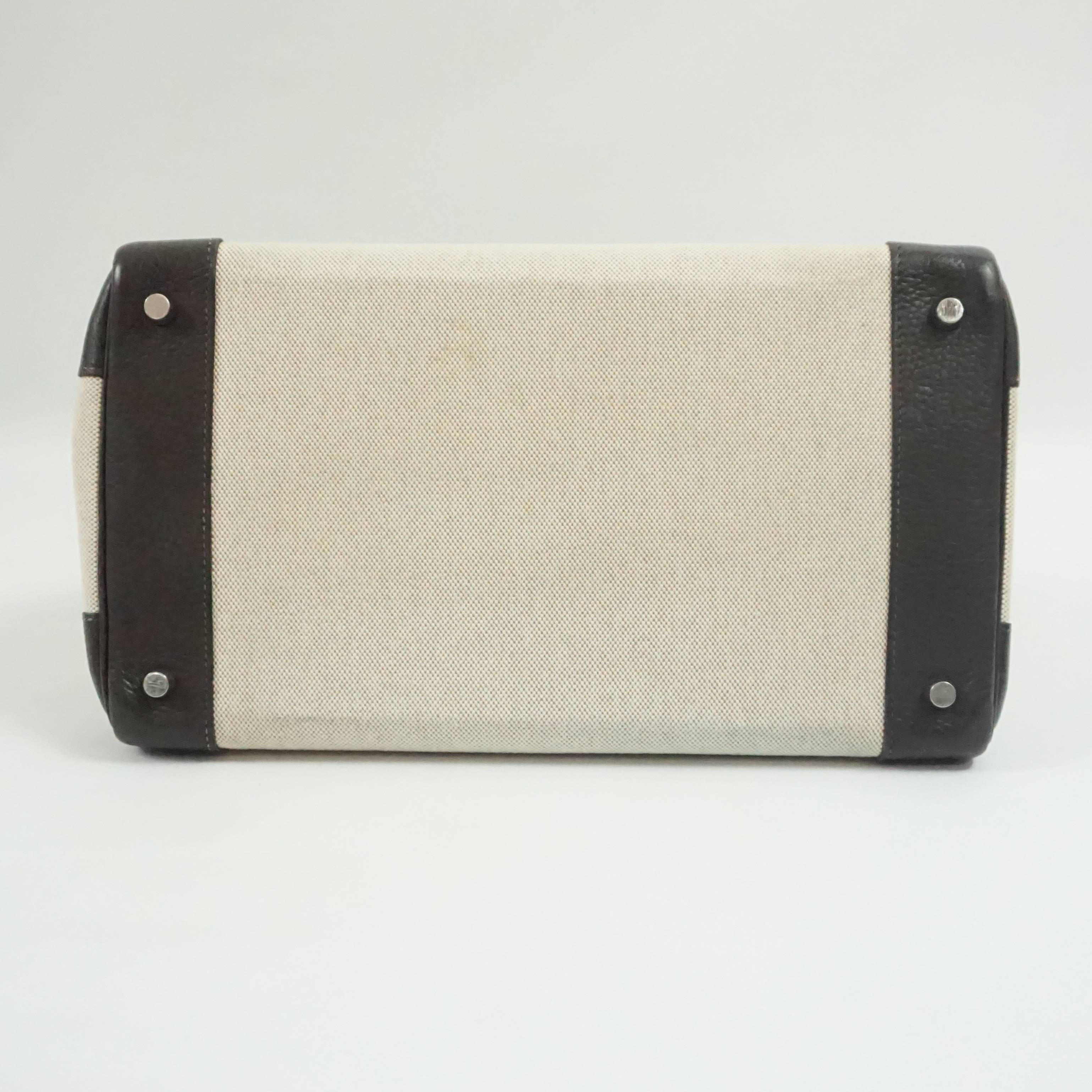 Hermes Canvas and Chocolate Brown Leather 35cm Birkin - SHW - 2006 In Good Condition In West Palm Beach, FL