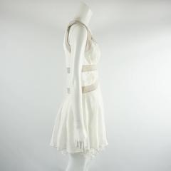 Robe de défilé Nina Ricci printemps 2006 ivoire en coton et dentelle - taille US 6