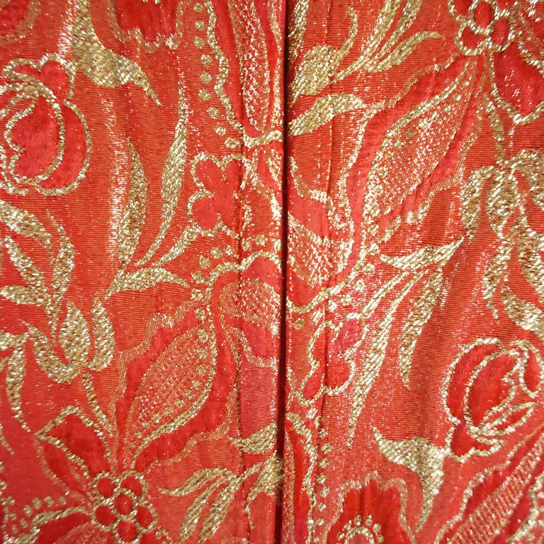 60’s Gold Brocade Rhinestone Metallic Pastel Dress by Oscar De La Renta