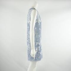 Chanel Blue and White Knit Sleeveless Shift Dress with Pockets - 38