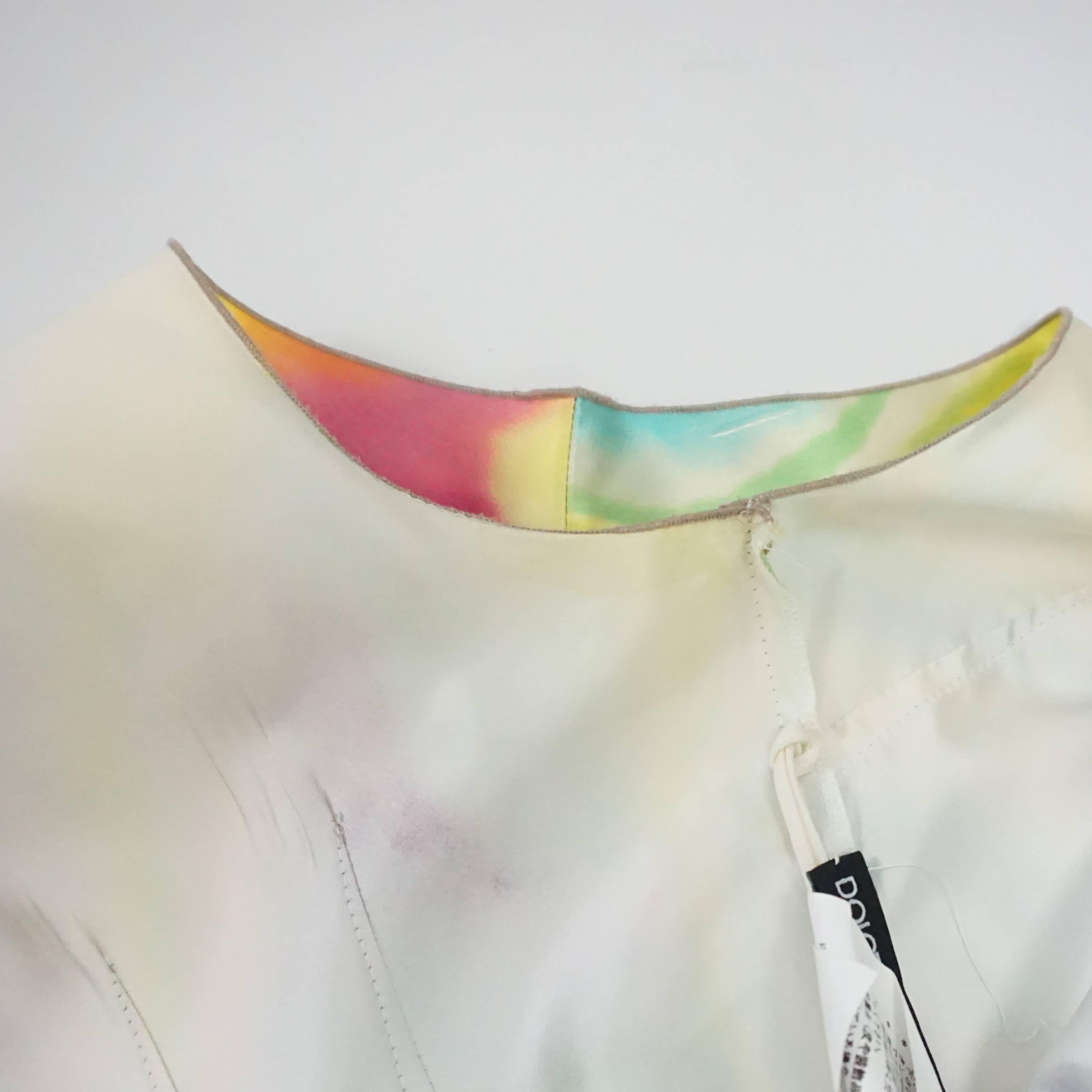Dolce & Gabbana - Robe en soie imprimée multicolore tie-dye avec poches - 44 en vente 2