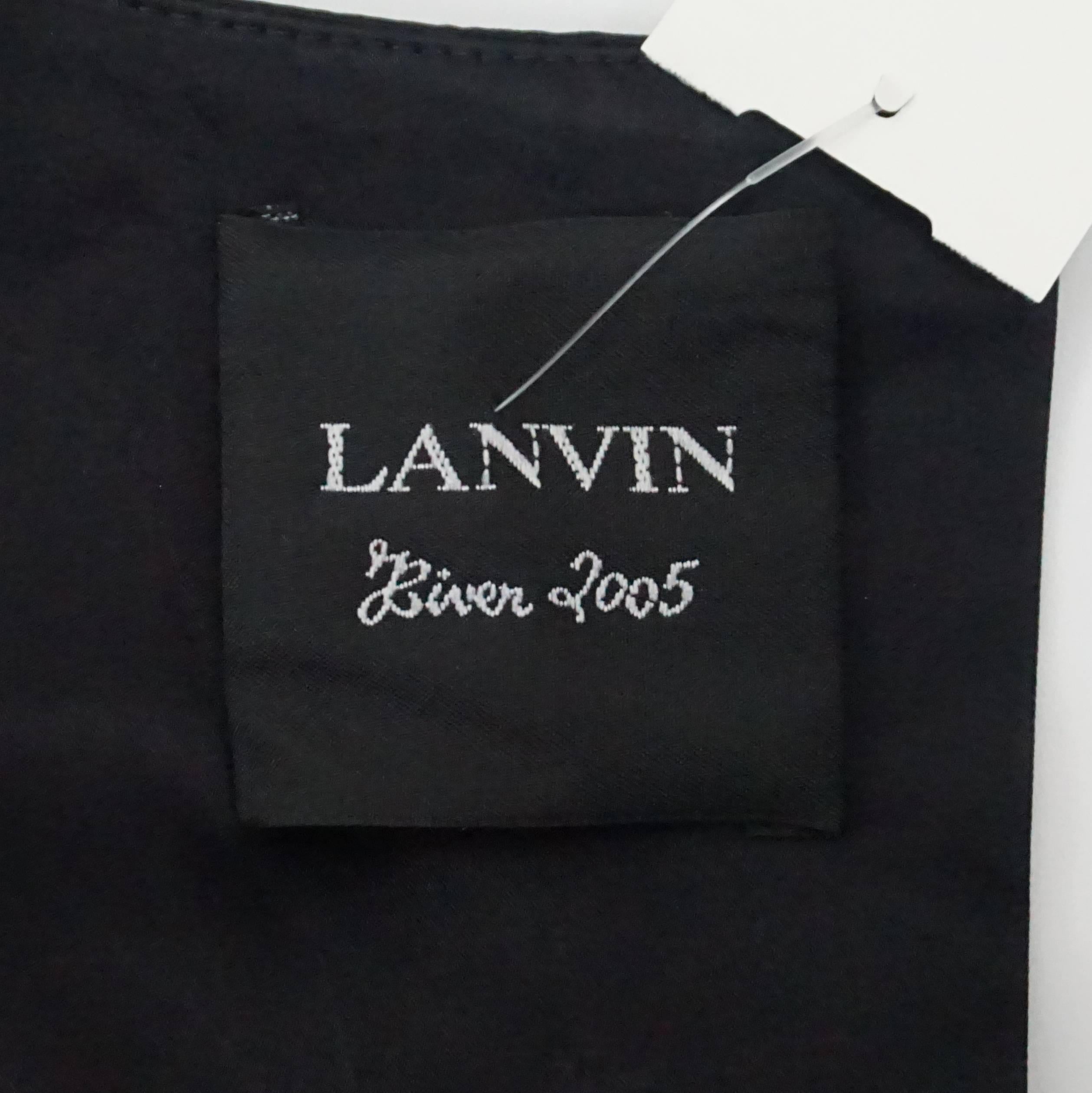 Lanvin Black Silk Sleeveless Dress with Velvet Flower and Ribbon - 36 3