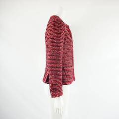 Chanel Red and Pink Tweed Wool Jacket - 38