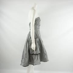 Angel Sanchez Black and White Taffeta Gingham Dress with Pockets - 6