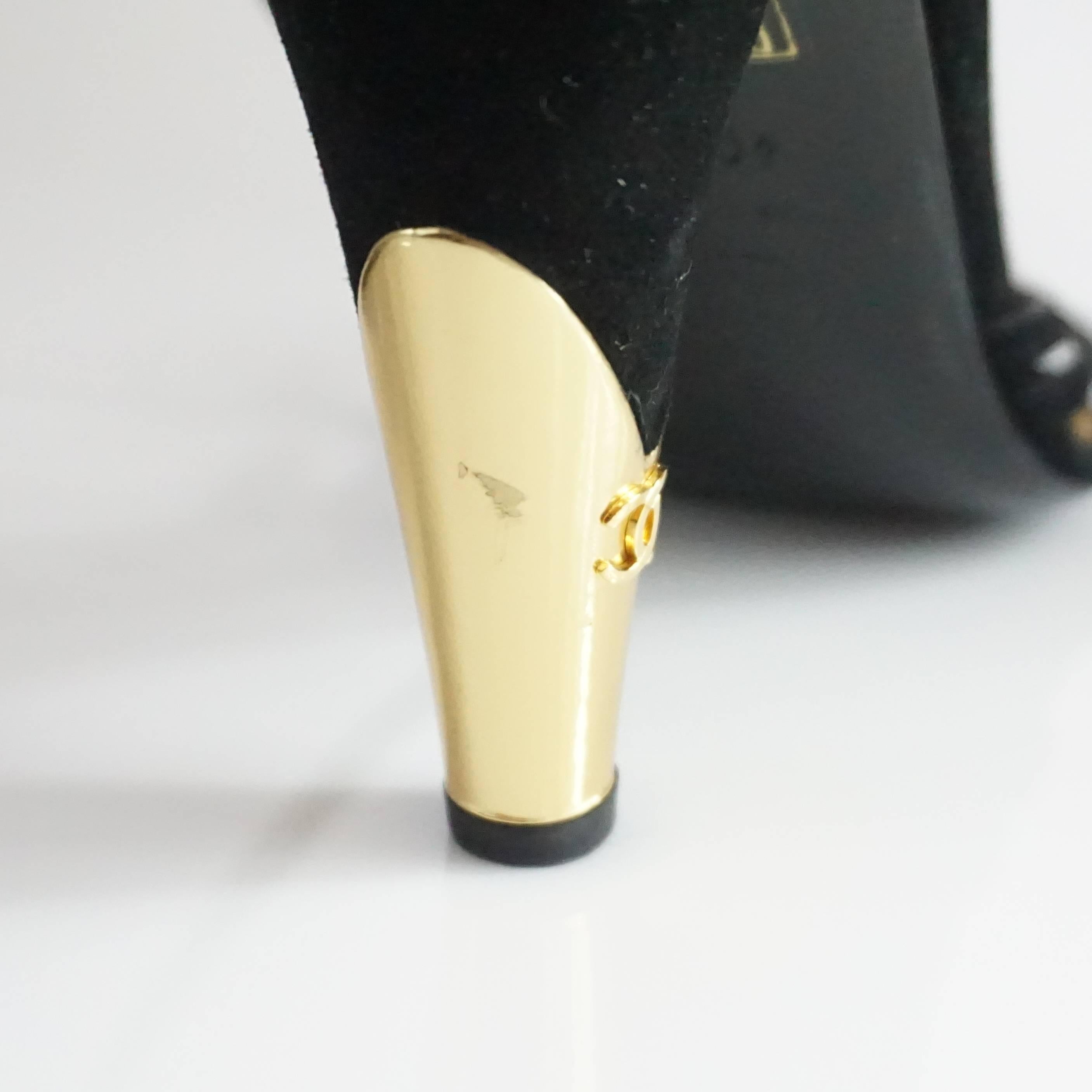 Chanel Black Suede Ankle Strap Heels - 40.5 5