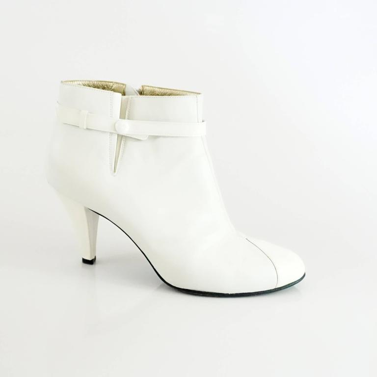 chanel white booties