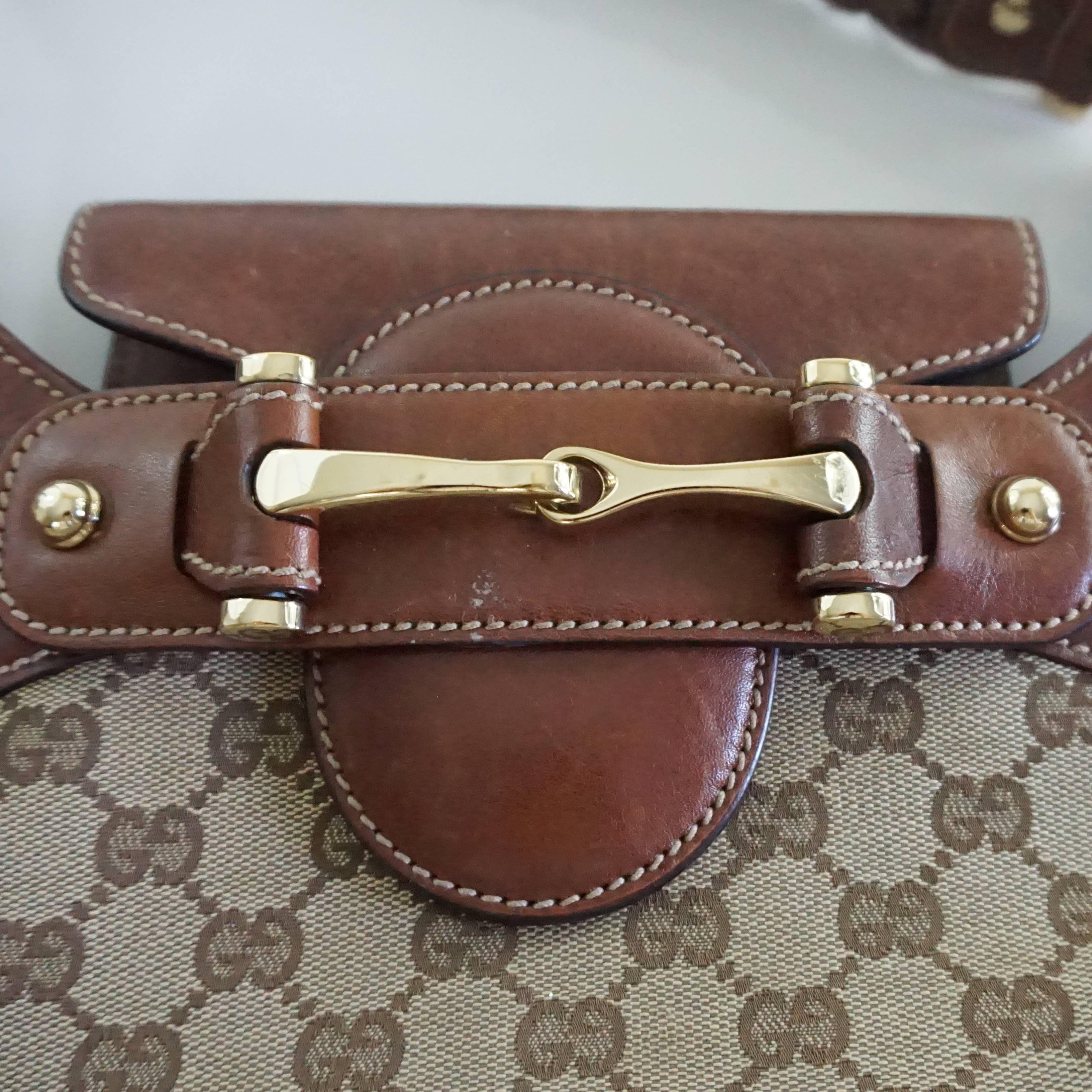 gucci brown monogram leather shoulder bag