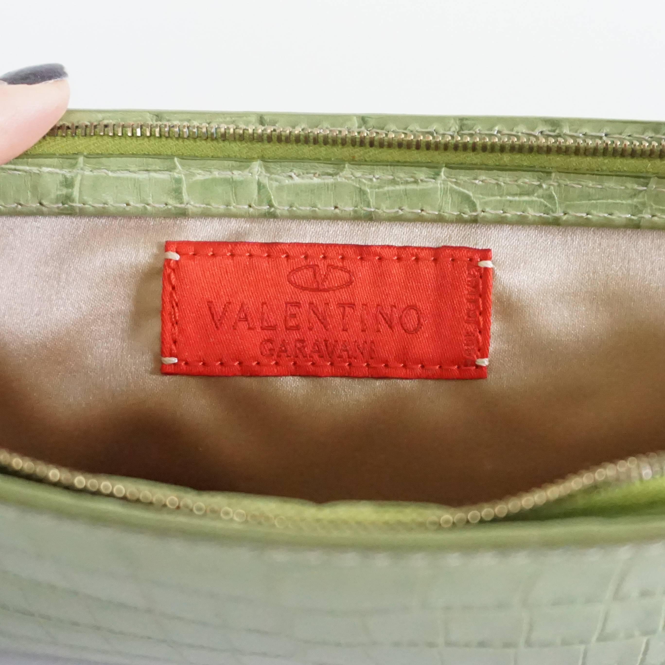 Valentino Green Croc Clutch with Jewelled Strap - rt $1, 495 2