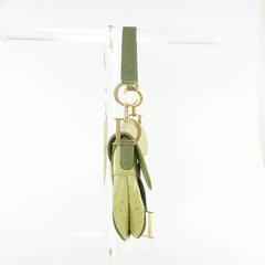 Christian Dior Green Ostrich Saddle Bag with Logo