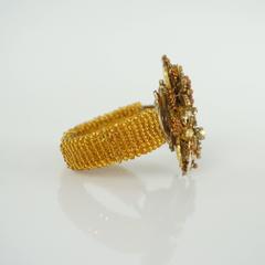 Stanley Hagler Amber Beaded Floral Bracelet
