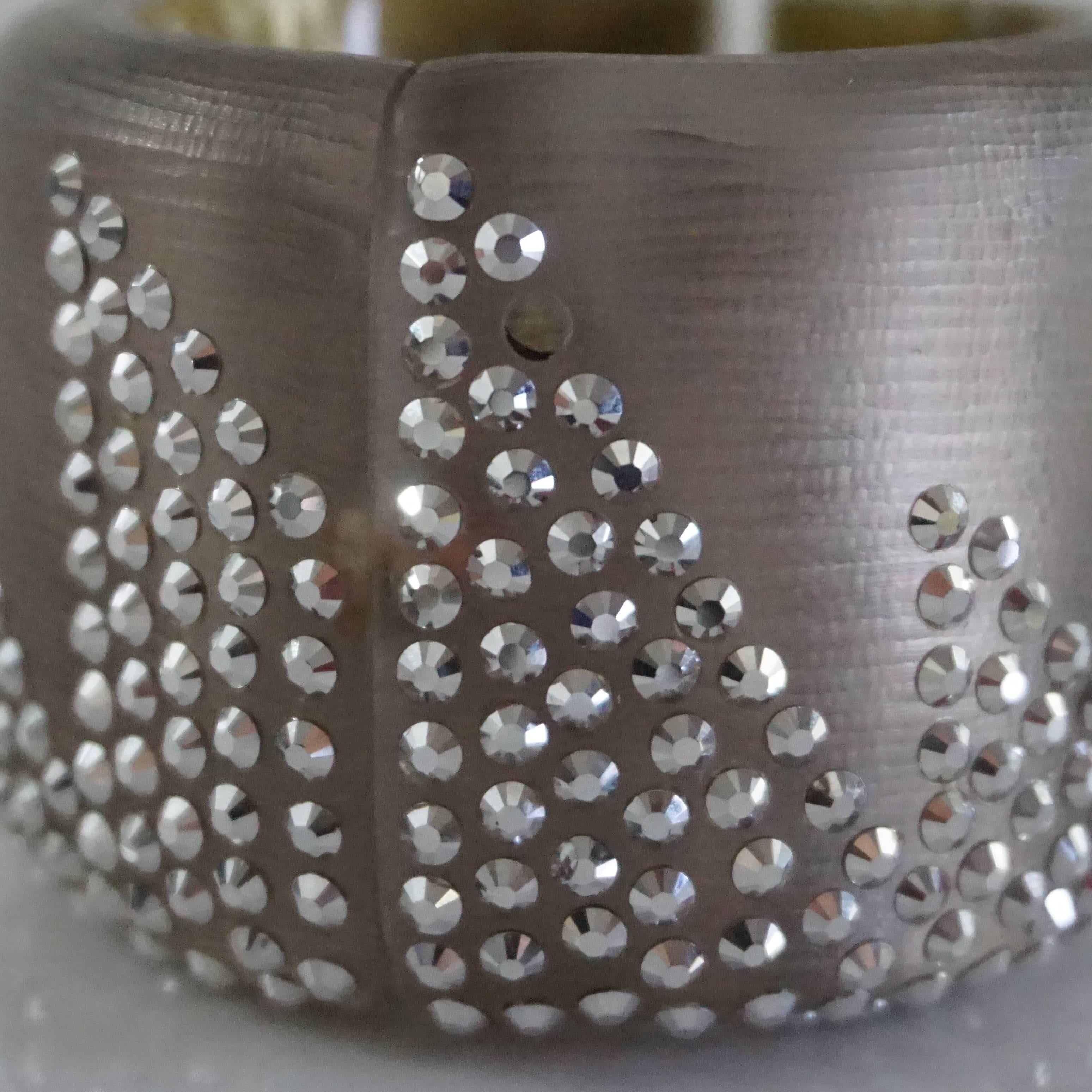 Alexis Bittar Taupe Rhinestone Enamel Cuff In Good Condition In West Palm Beach, FL