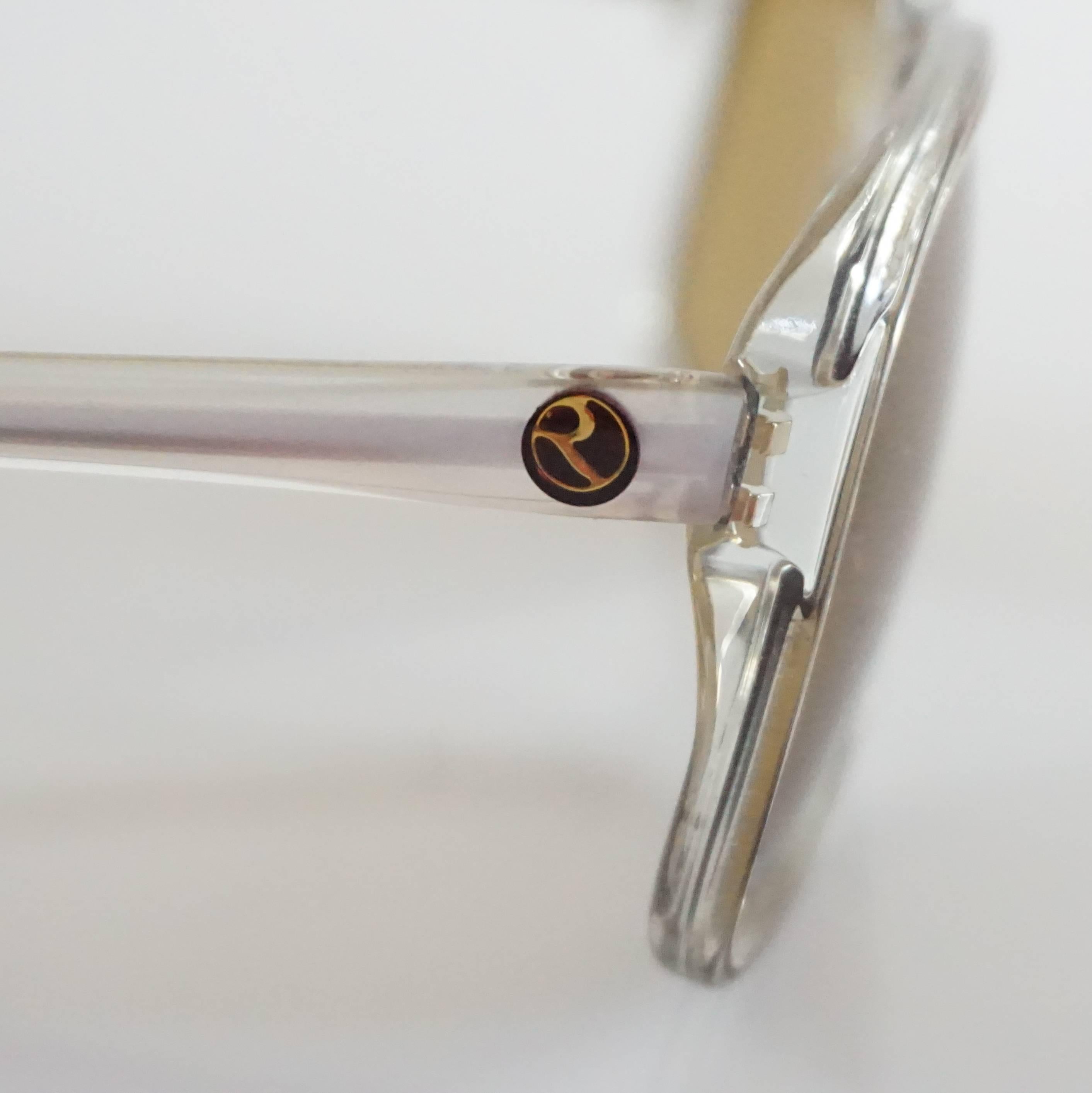 Rochas Clear Square Sunglasses with Brown Lens In Excellent Condition In West Palm Beach, FL