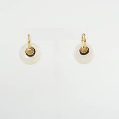 Peggy Daven 18K Gold Mother of Pearl, Ebony, and Diamond Hoop Earrings