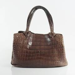 Giorgio's Brown Alligator Shoulder Bag with Crossbody Strap