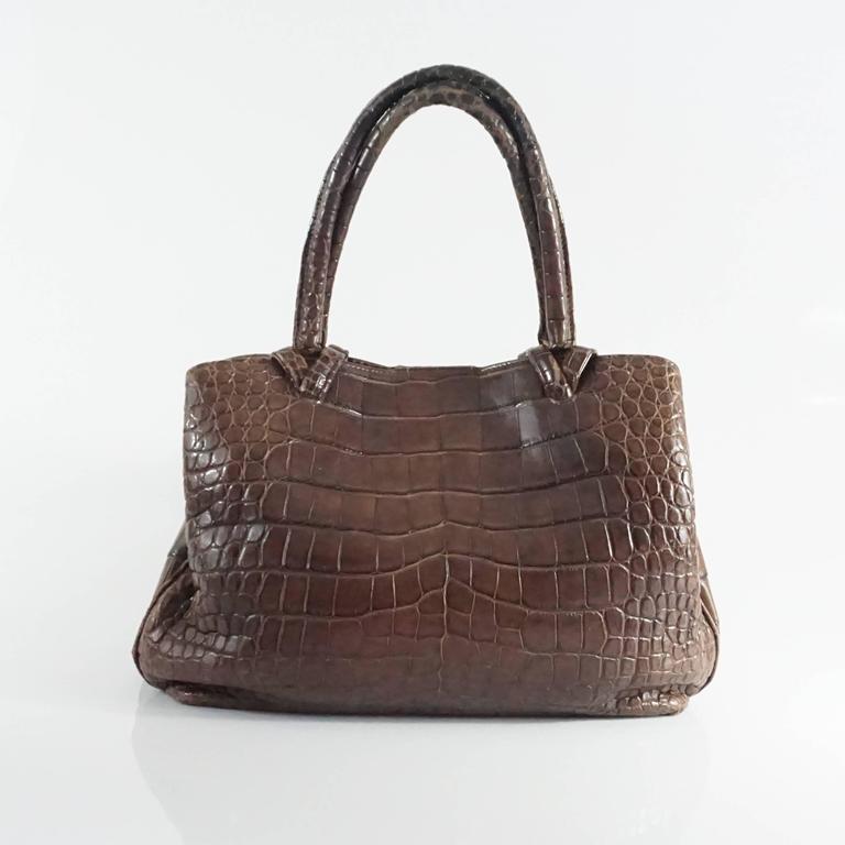 Giorgio's Brown Alligator Shoulder Bag with Crossbody Strap For Sale at ...