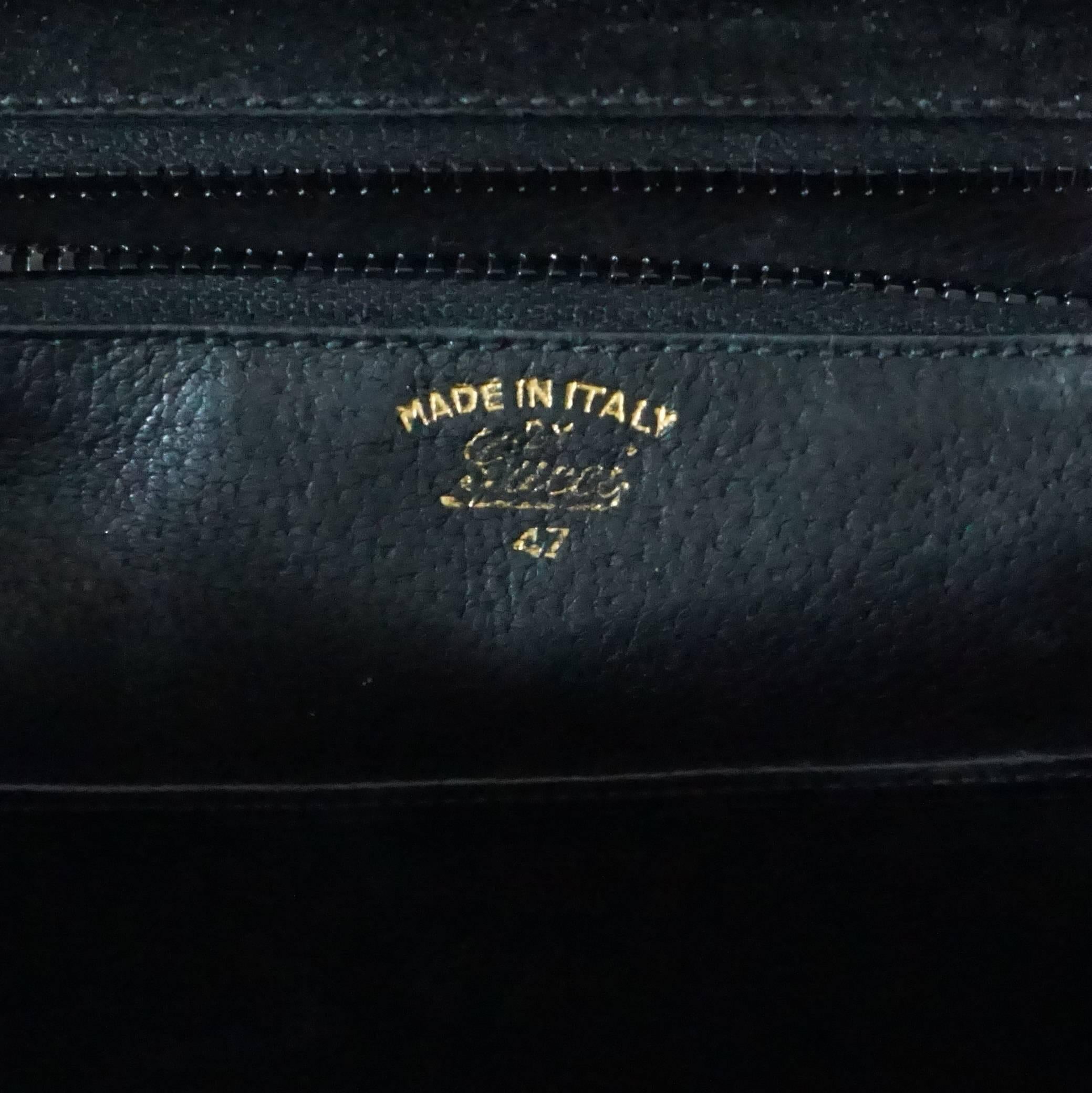 Gucci Black Leather Bamboo Handle Bag - 1950's - GHW In Excellent Condition In West Palm Beach, FL