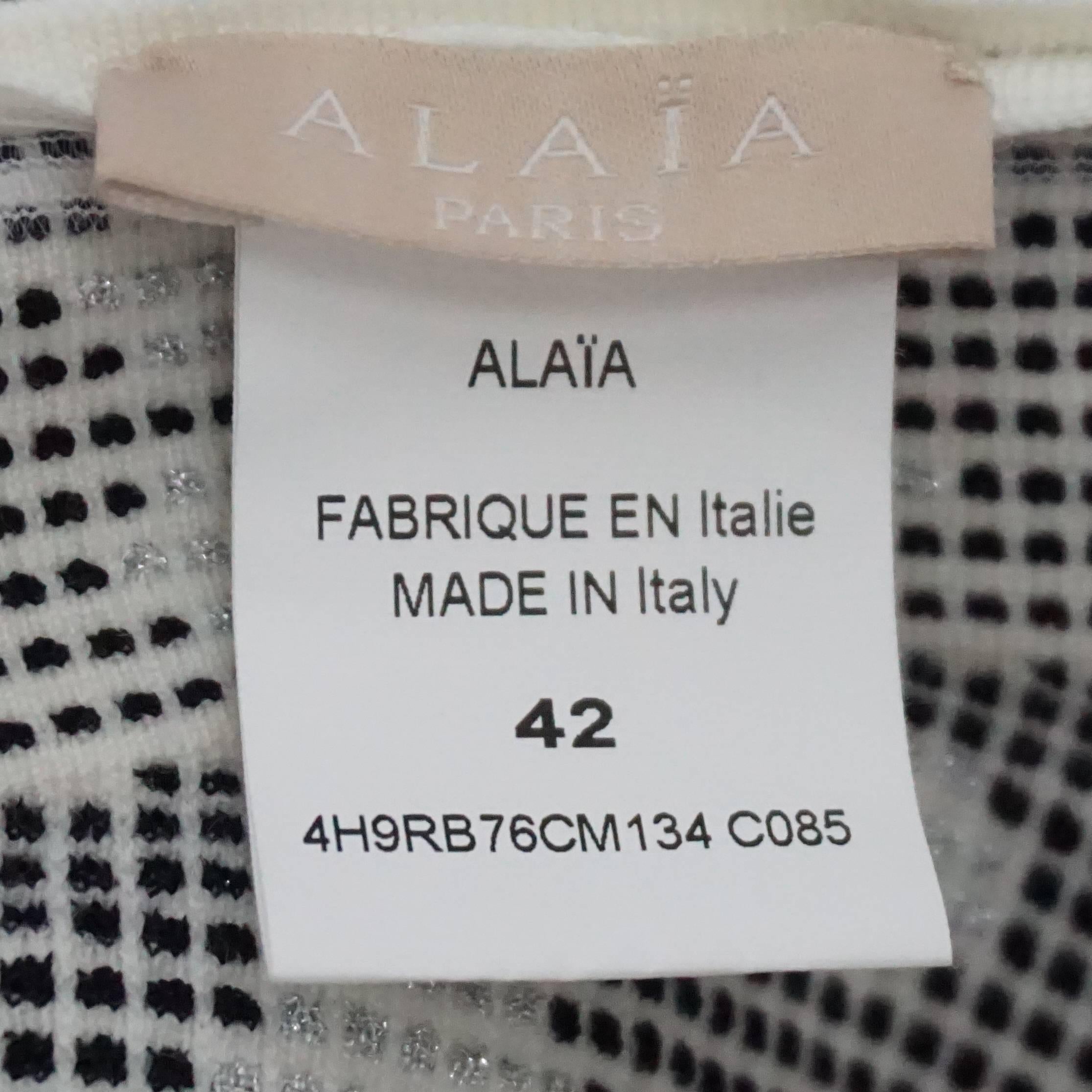 Women's Alaia Ivory Textured Metallic Knit Dress - 42