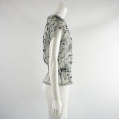 Chanel Gray Floral Silk Chiffon Top and Shawl - 40