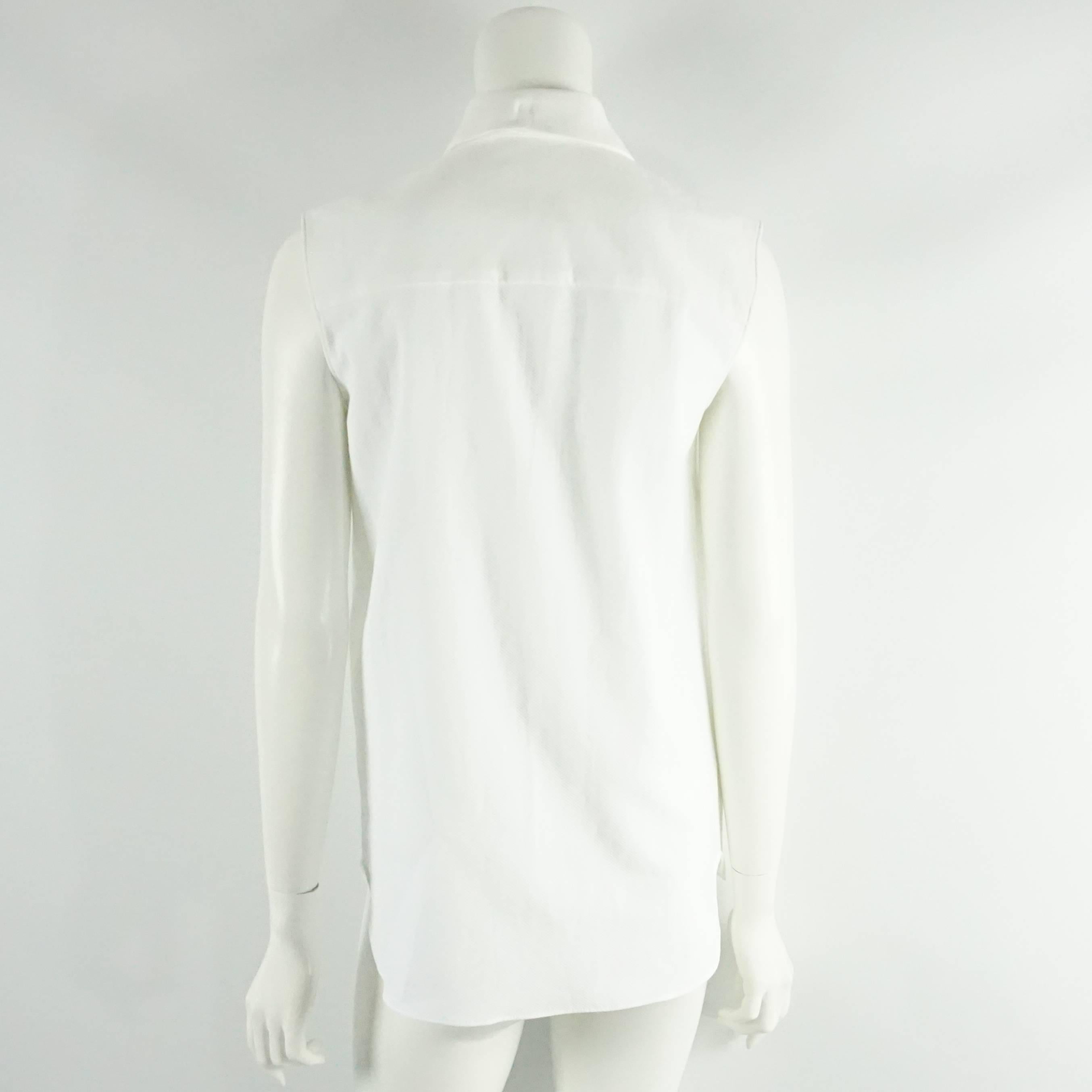 Gray Stella McCartney White Cotton Pique Shirt with Stone Embellishment - 40 - NWT