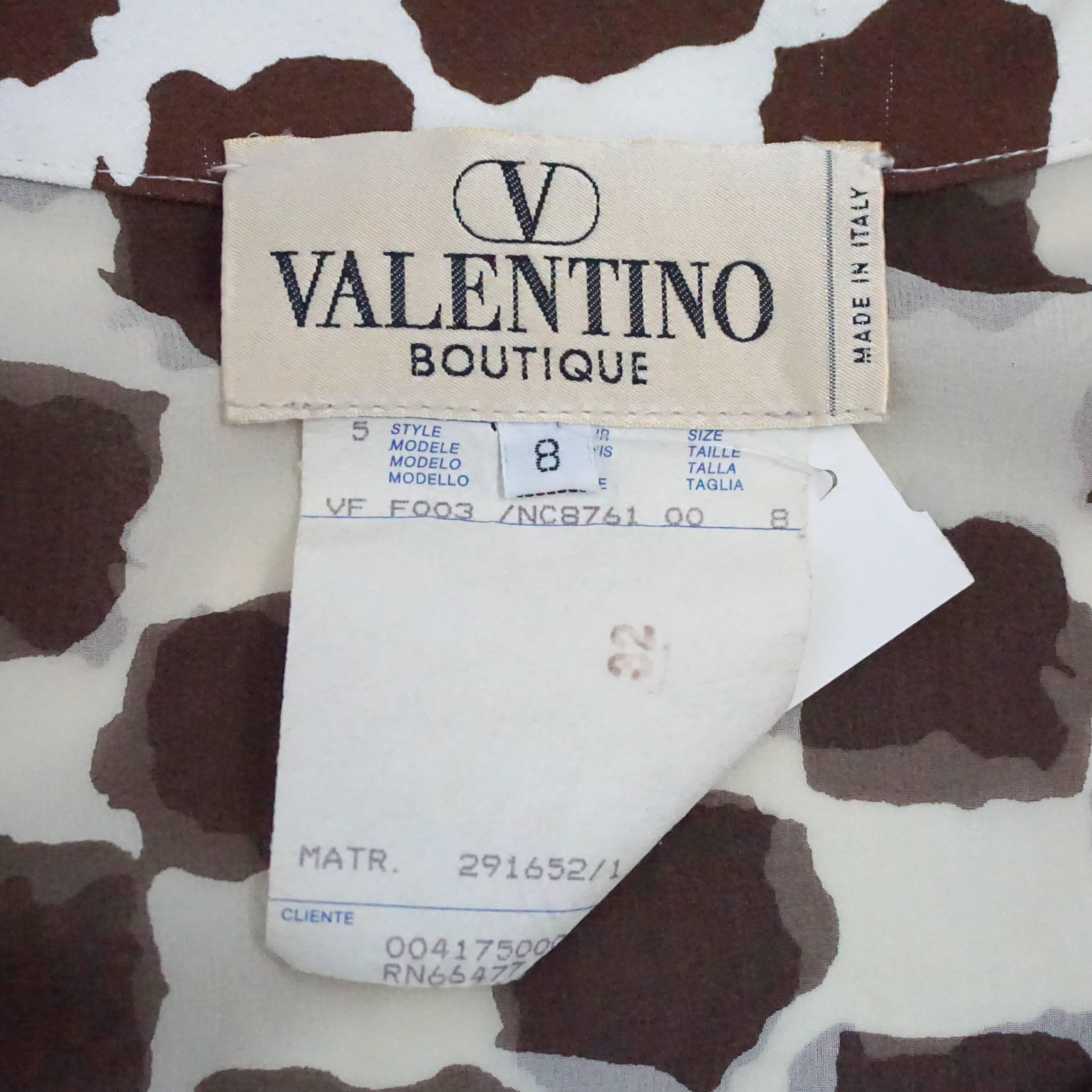 Valentino Brown and Ivory Printed Silk Chiffon Skirt - 8 - 1980's  1