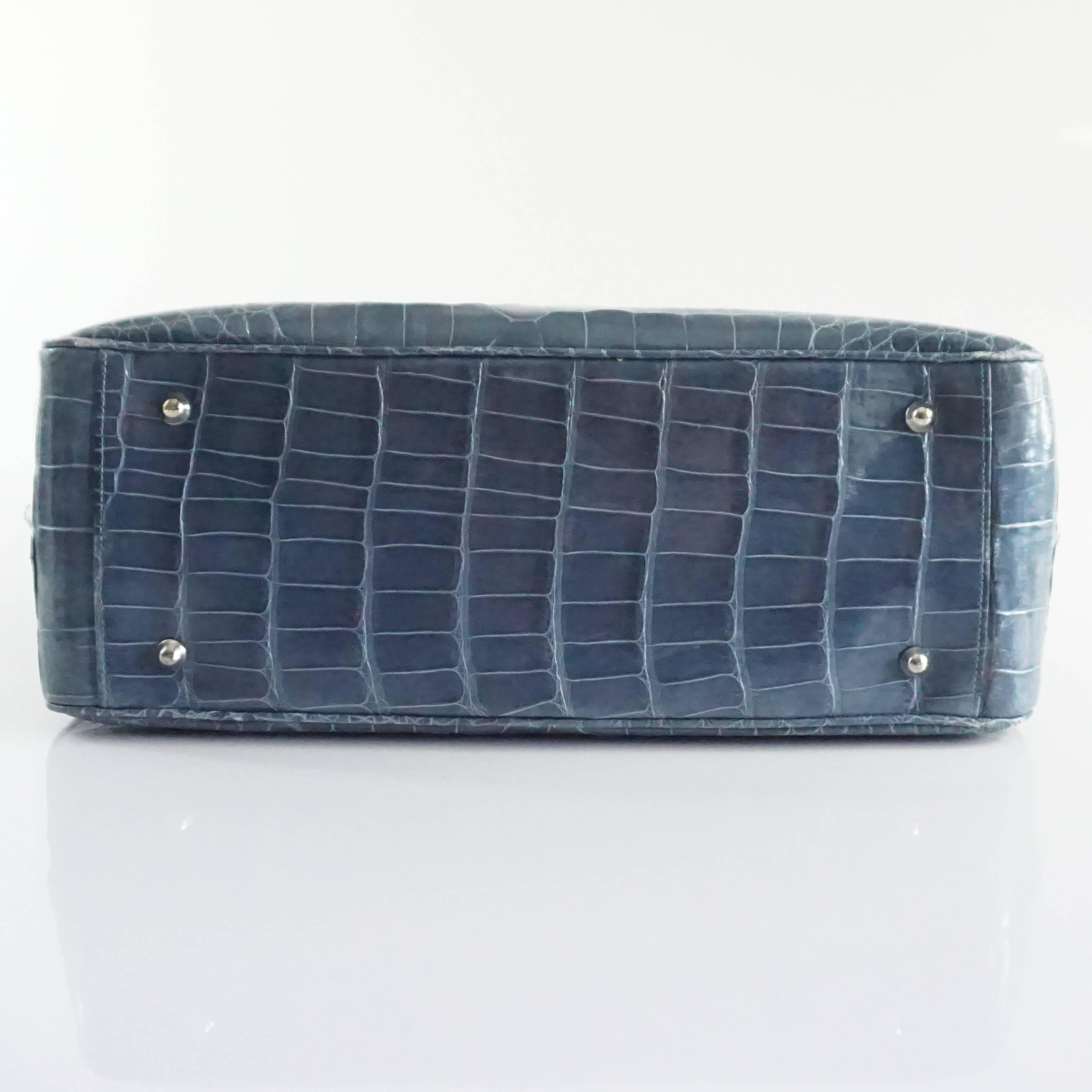 Gray Darby Scott Blue Crocodile Shoulder Bag with Charm 