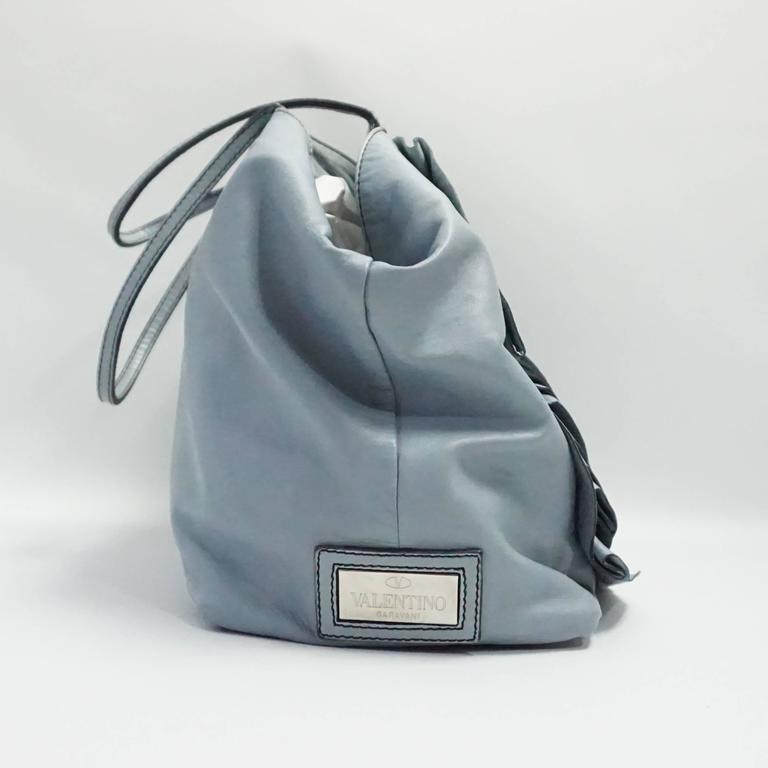 Valentino Pale Blue Large Leather Petale Rose Tote For Sale at 1stDibs ...