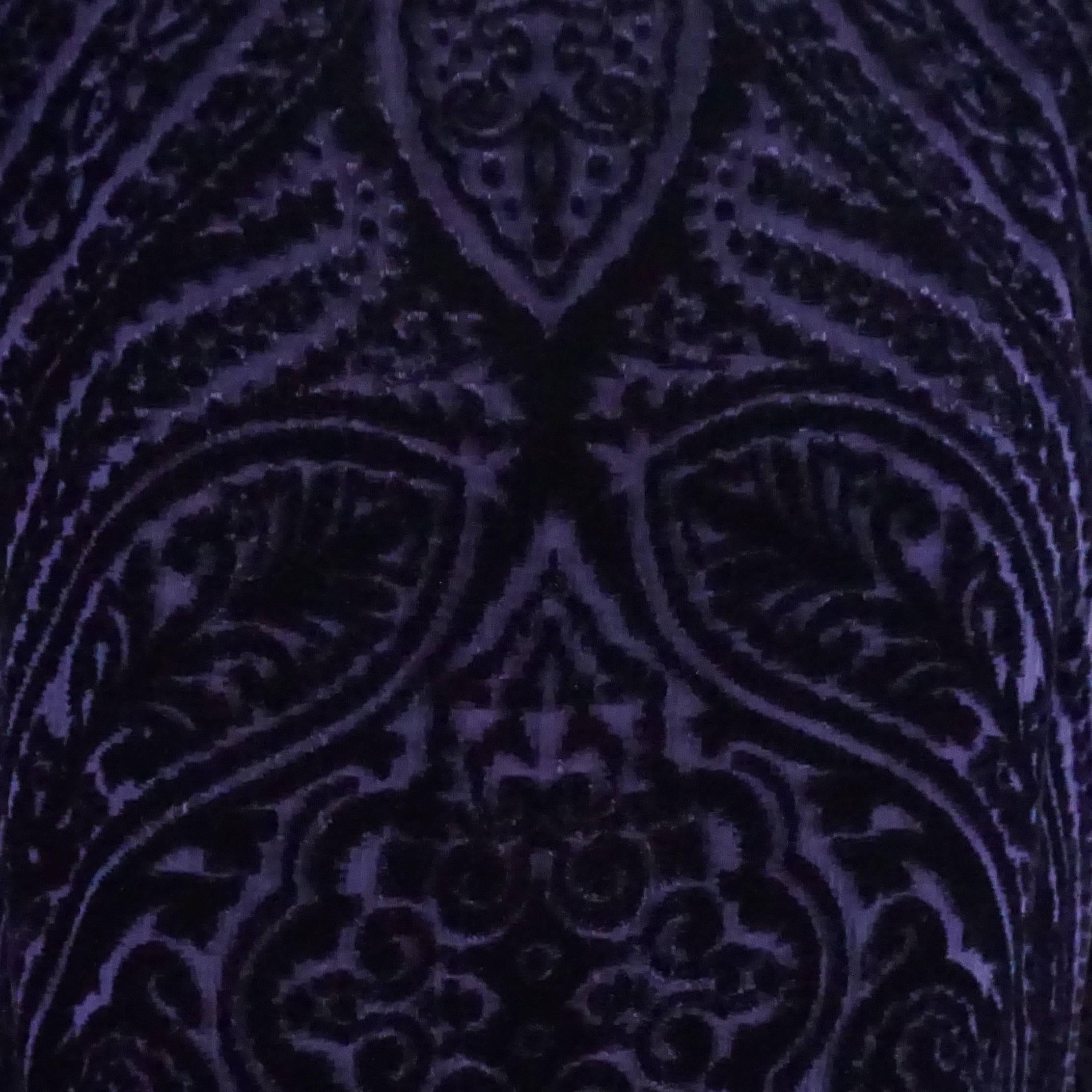 Oscar de la Renta Purple Silk Cut Velvet Long Sleeve Dress - M In Excellent Condition In West Palm Beach, FL