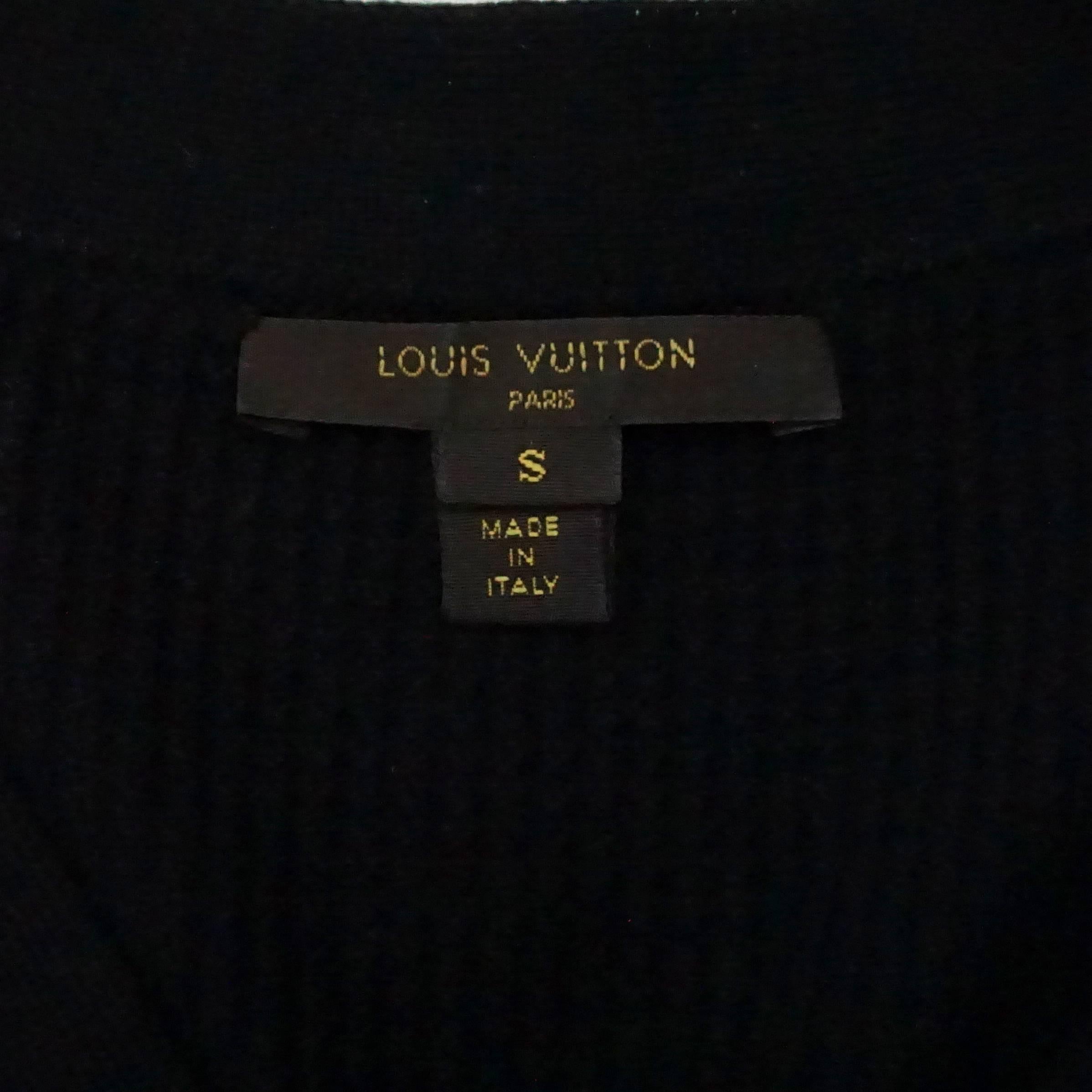 Louis Vuitton Black Wool Cardigan with Blue Silk Front - S 1