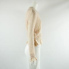 Nina Ricci Champagne Wool Knit Cardigan with Silk Lining - M