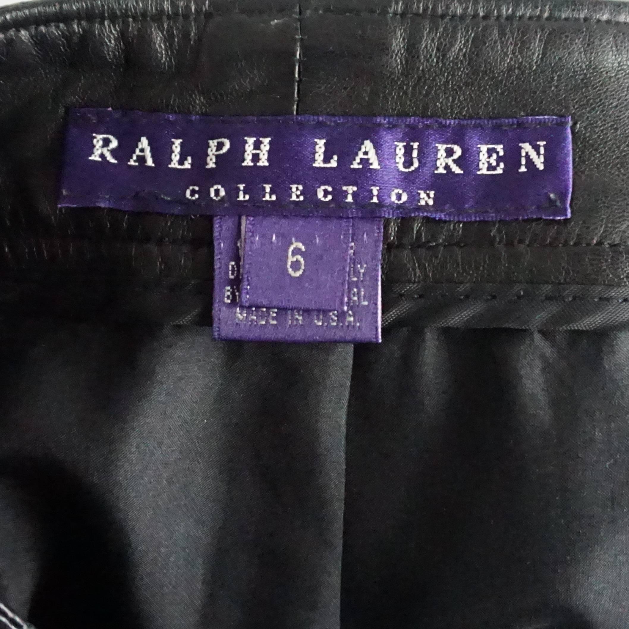 Women's Ralph Lauren Collection Black Leather Shorts - 6