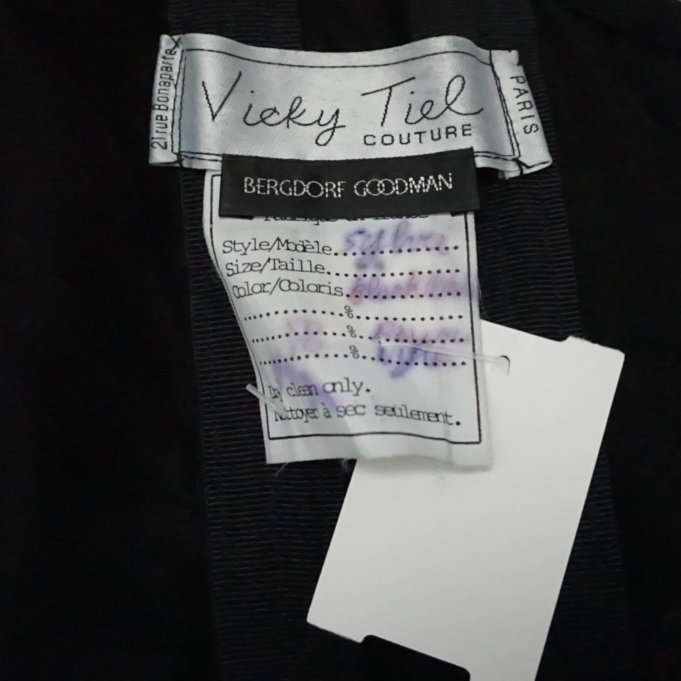 Vicky Tiel Black Mesh Strapless Dress with Leaf Detail - 6 - 1980's  1