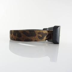 Patricia Von Musulin Animal Print Suede Belt with Wooden Buckle