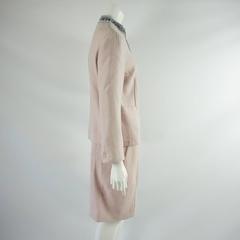 Dolce & Gabbana Pink Tweed Skirt Suit with a Rhinestone Trim