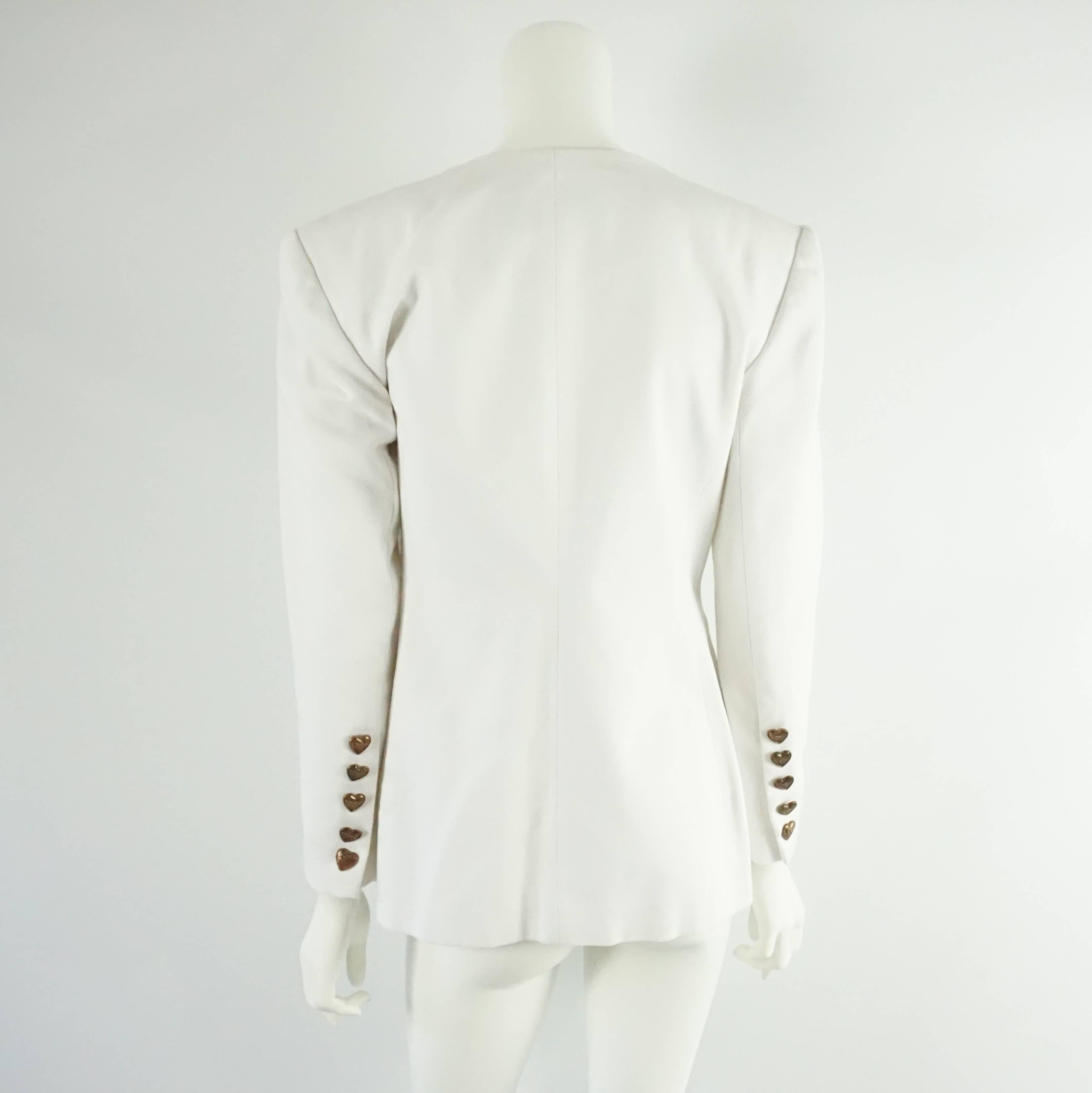 Gris Veste brodée en coton blanc Pierre Balmain, Taille Medium, années 1990 en vente