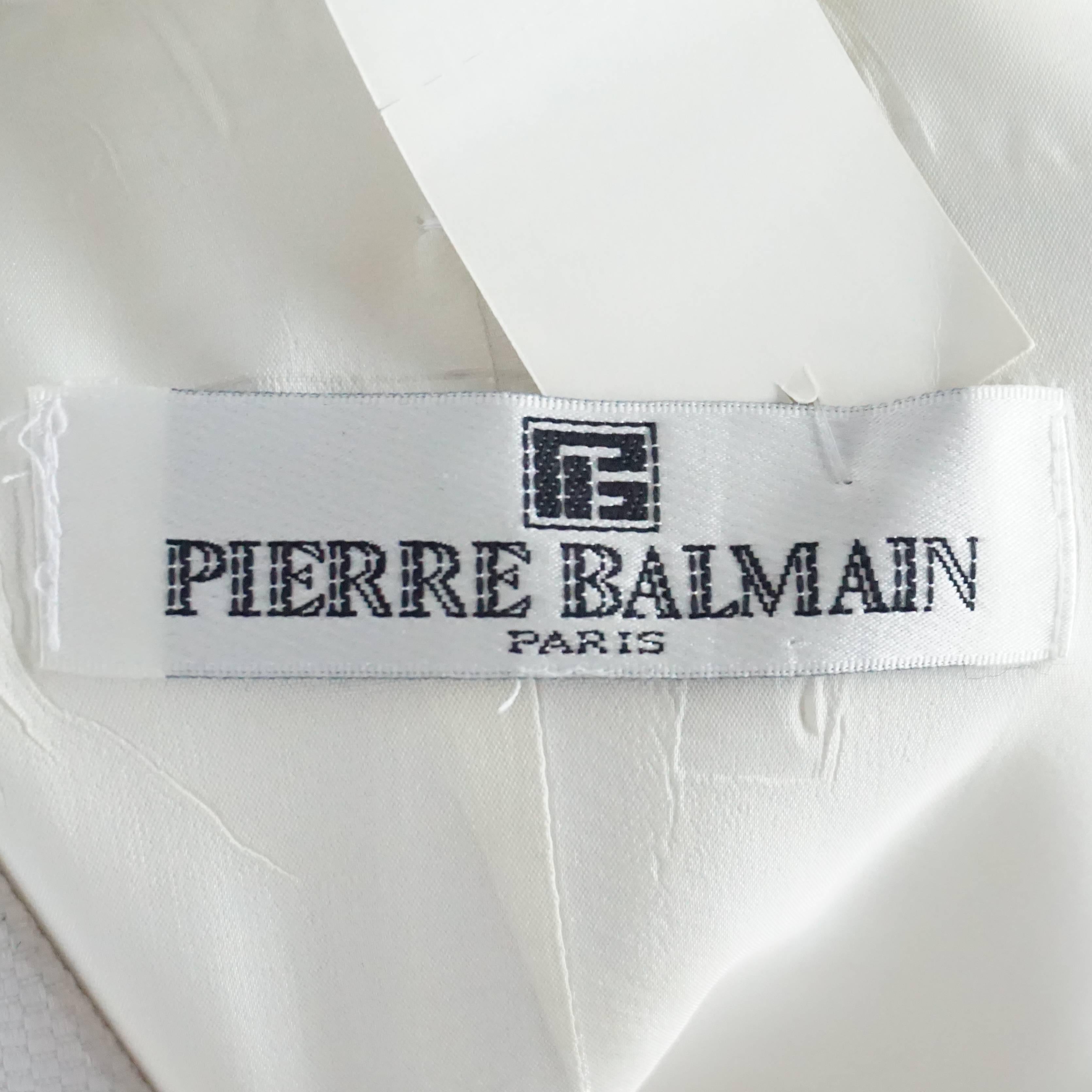 Veste brodée en coton blanc Pierre Balmain, Taille Medium, années 1990 Pour femmes en vente