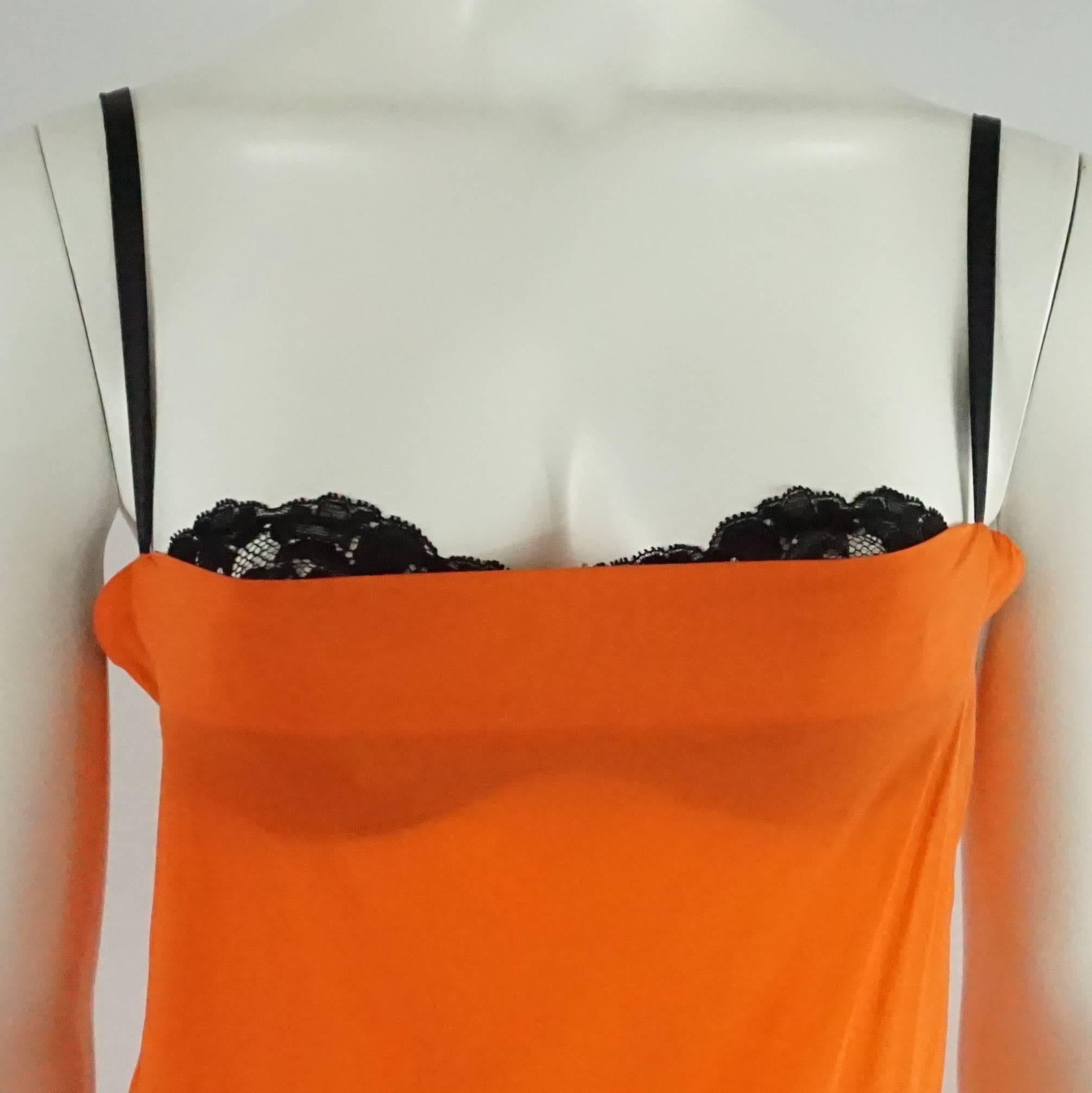 Women's Dolce & Gabanna Orange Silk Top w/ Black Lace Bra - 38 - NWT 