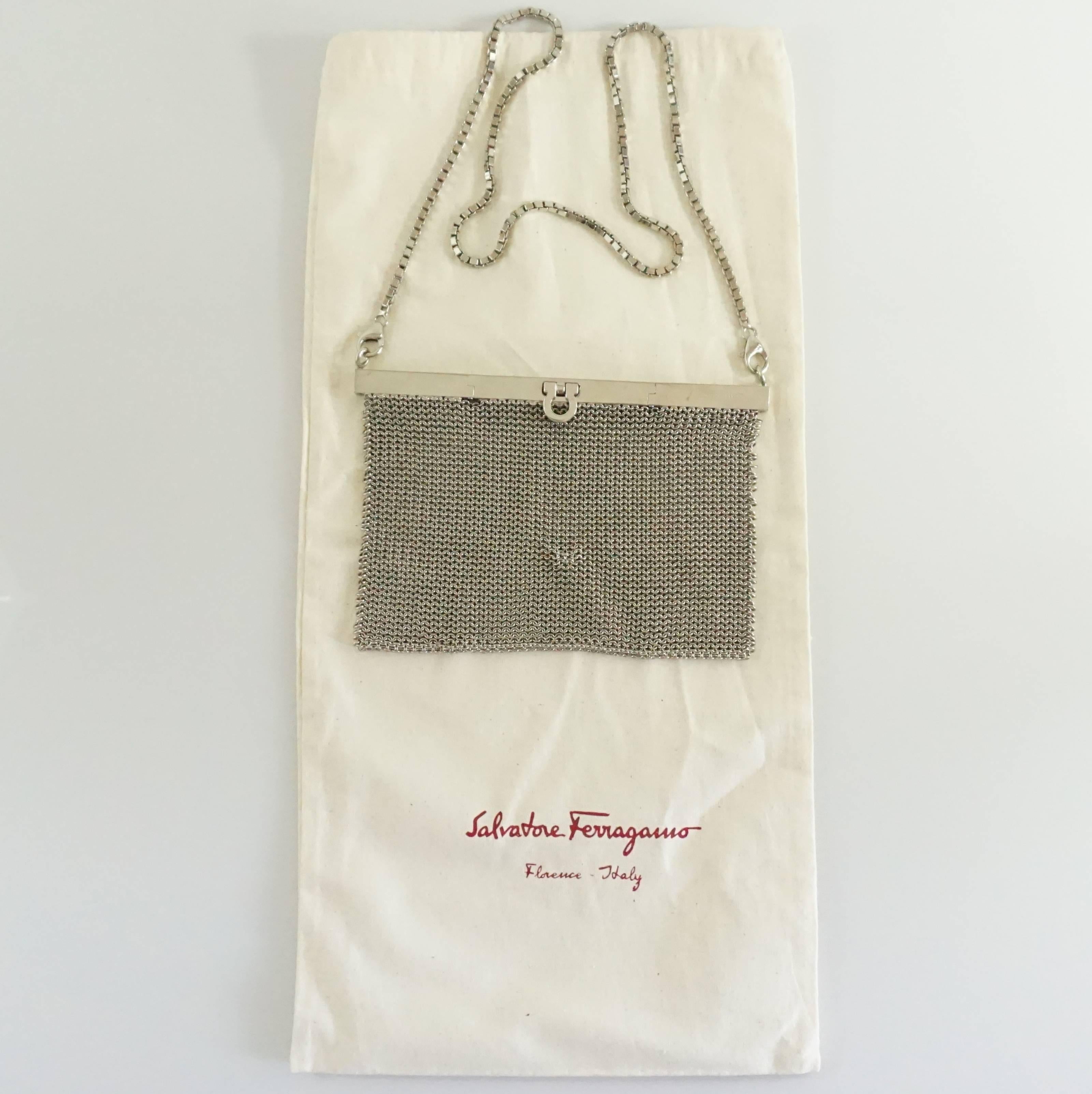 Salvatore Ferragamo Silver Mesh Bag and Clutch 1