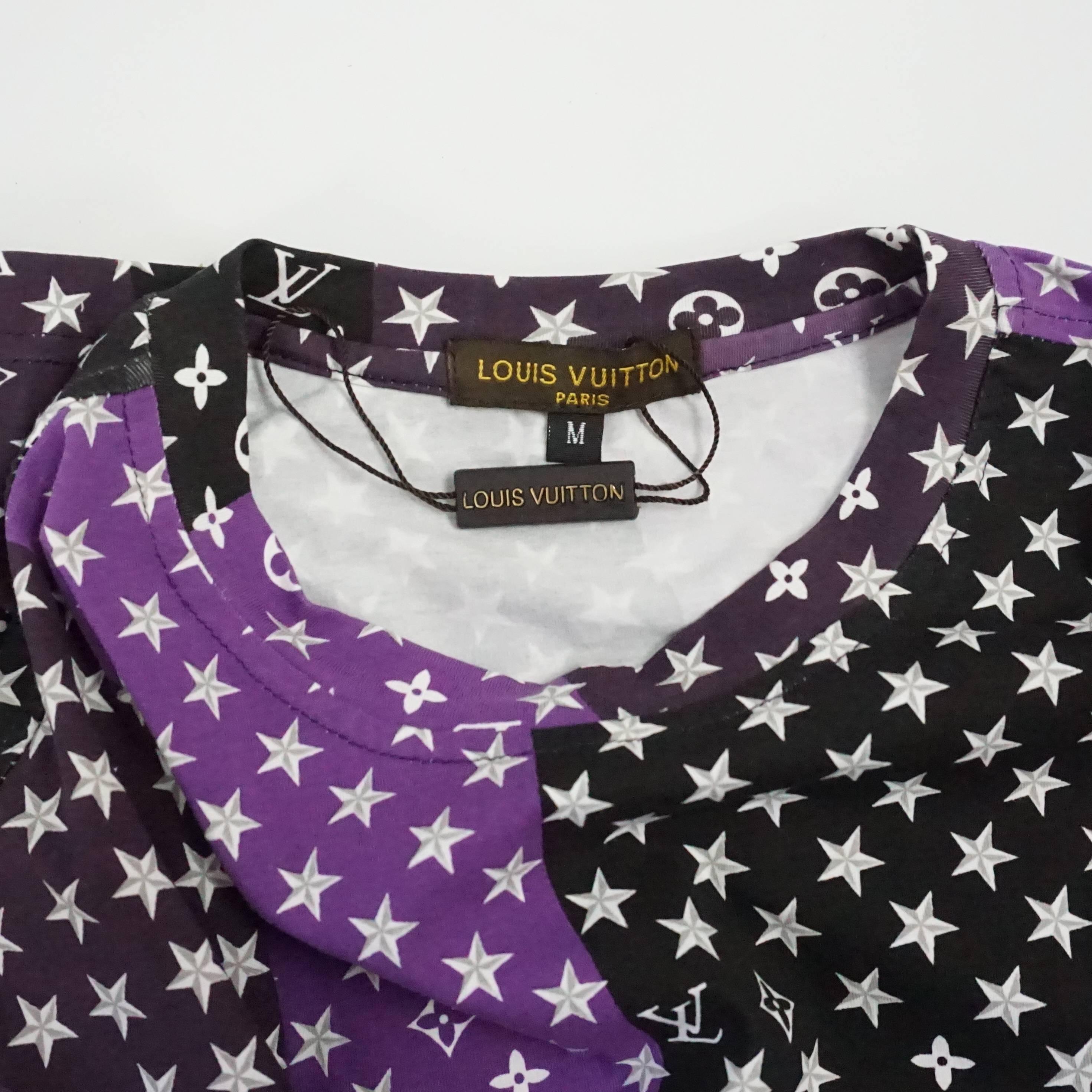 Black Louis Vuitton Purple Cotton Tee with Monogram Design - M - NWT